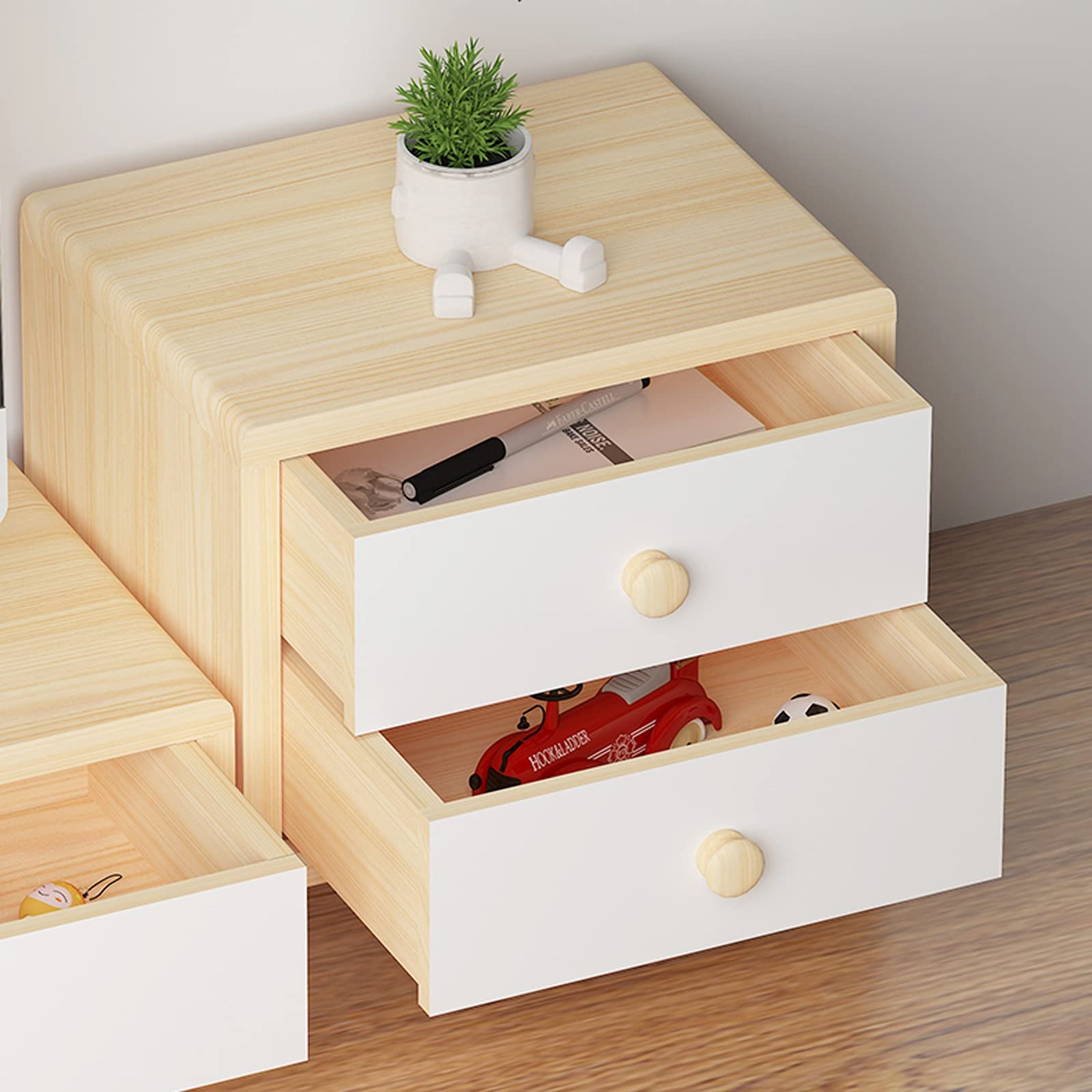 Caja de almacenaje Organizador de escritorio de almacenamiento de oficina de madera con 3 cajones de escritorio archivador para el hogar Artículos de arte de oficina Caja de almacenamiento plegable
