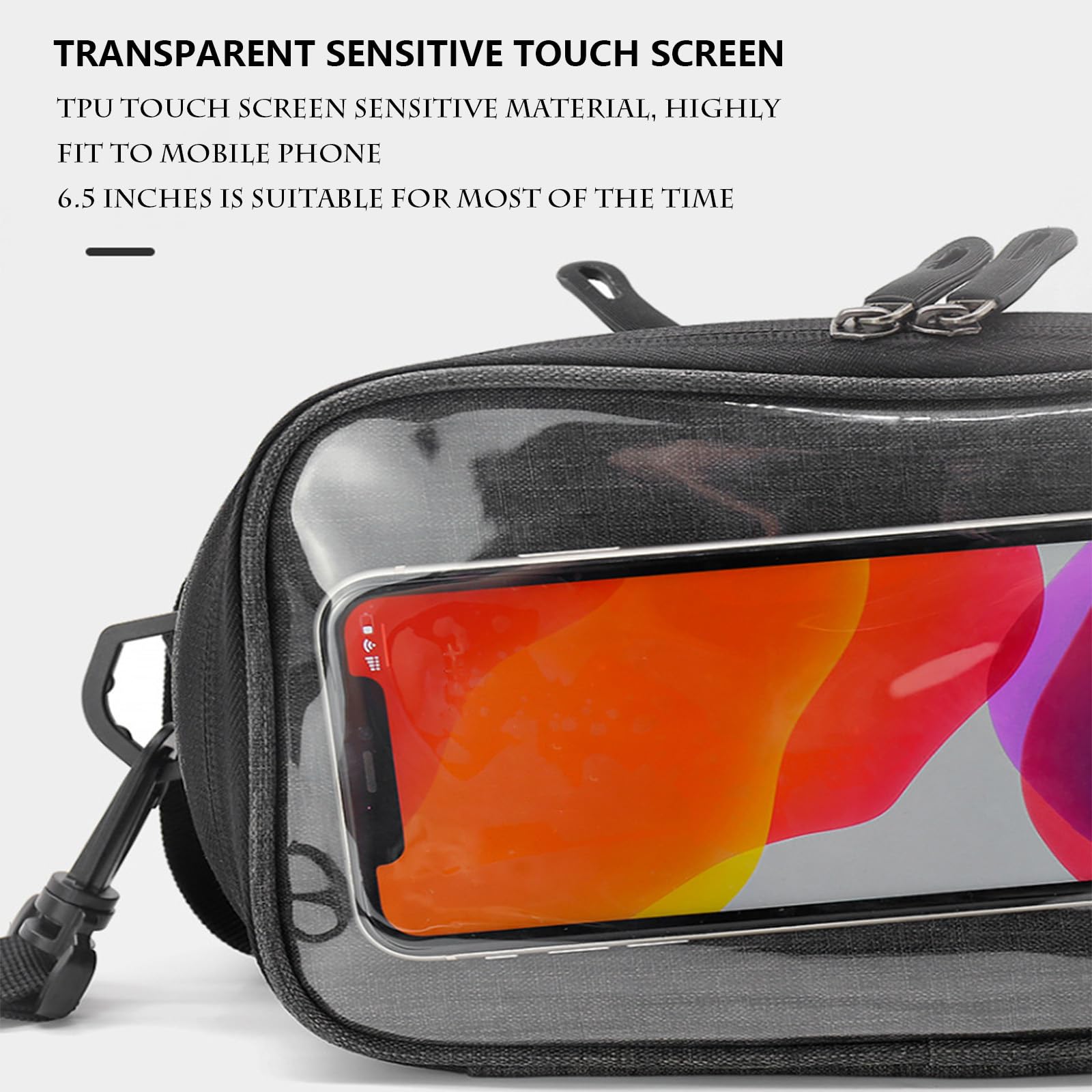 Boxonly Cycling Handlebar Bag, Waterproof Bike Frame Bag, Large Capacity Bicycle Handlebar Bag with Touch Screen Phone Holder - Image 4