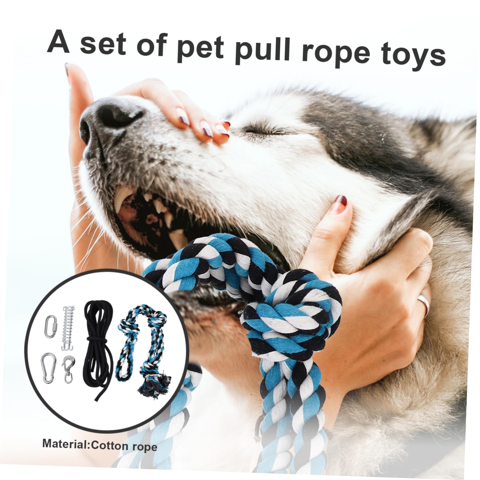 Mipcase Edelstahl Hunde Springstangenspielzeug mit Hängeseil 5m Schwarz