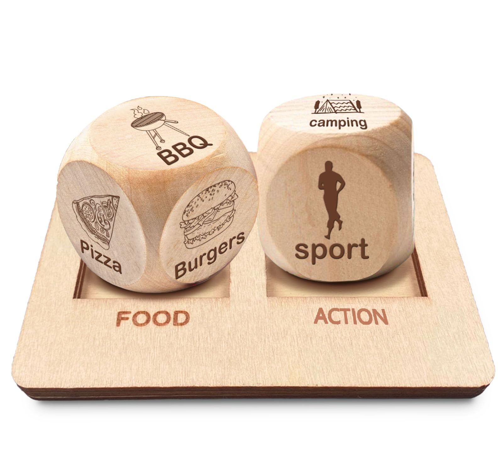 Stocking Stuffers for Women Men Adults Gifts for Boyfriend Christmas Women Men Husband White Elephant in Wooden Food Decision Dice, Activity Decision for Couples Gifts for Him Her Wife Anniversary