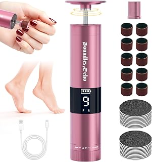BoundlesEcho Electric Callus Remover & Nail File - Rechargeable 2-in-1 Pedicure Set with 9X Speed, Digital ...