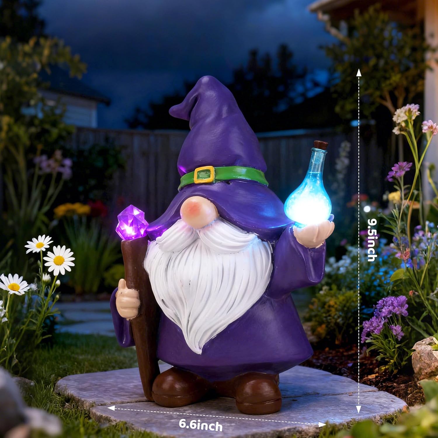 Solar Gnome Garden Decor Statue - Outdoor Gnome Statue Ornaments with Solar Lights for Outside, Patio, Yard, Lawn, Balcony - Housewarming Gift for Women, Men, Mom, Grandma - Image 6