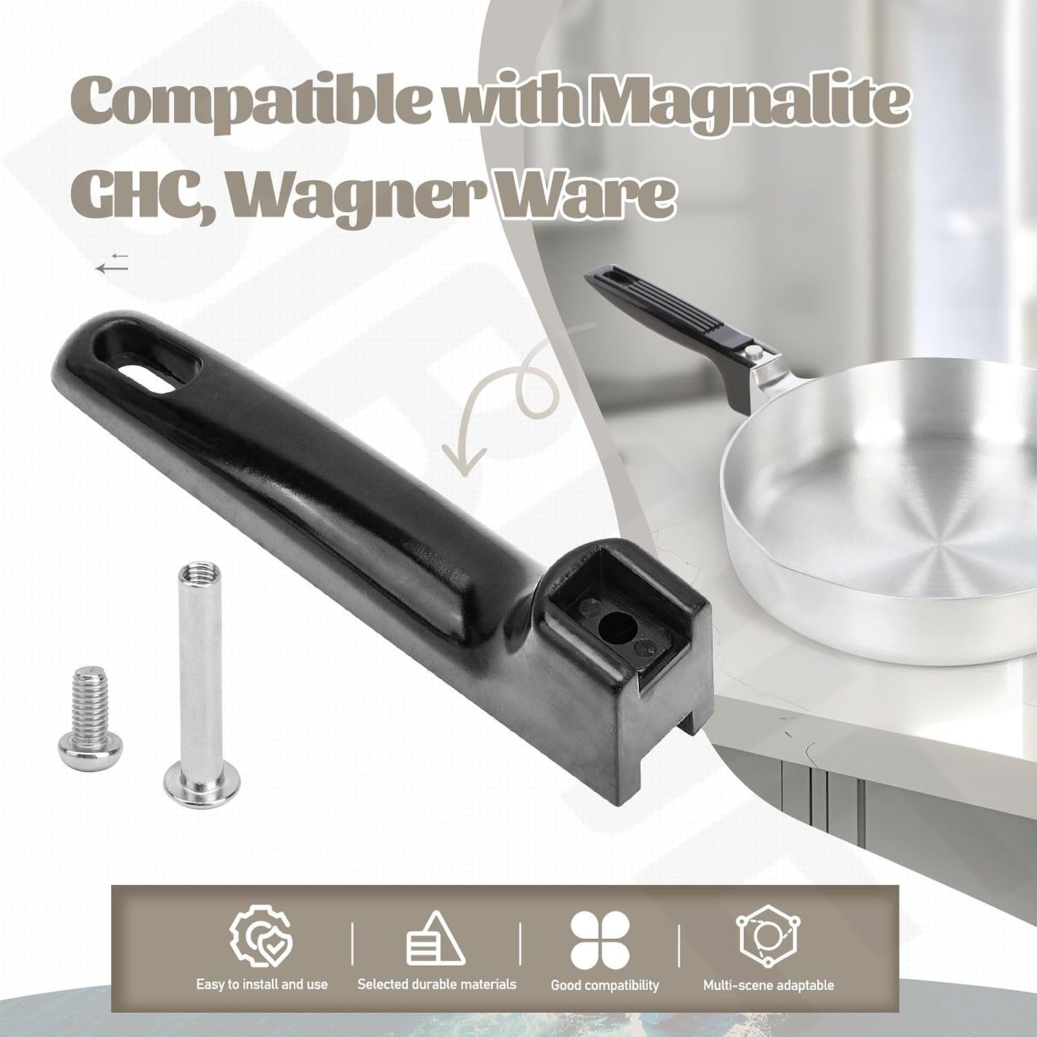 Cookware Pot Replacement Handles Compatible with Magnalite, Wagner Ware, GHC, for Frying Pans, Sauce Pans, Flat Pans, etc.