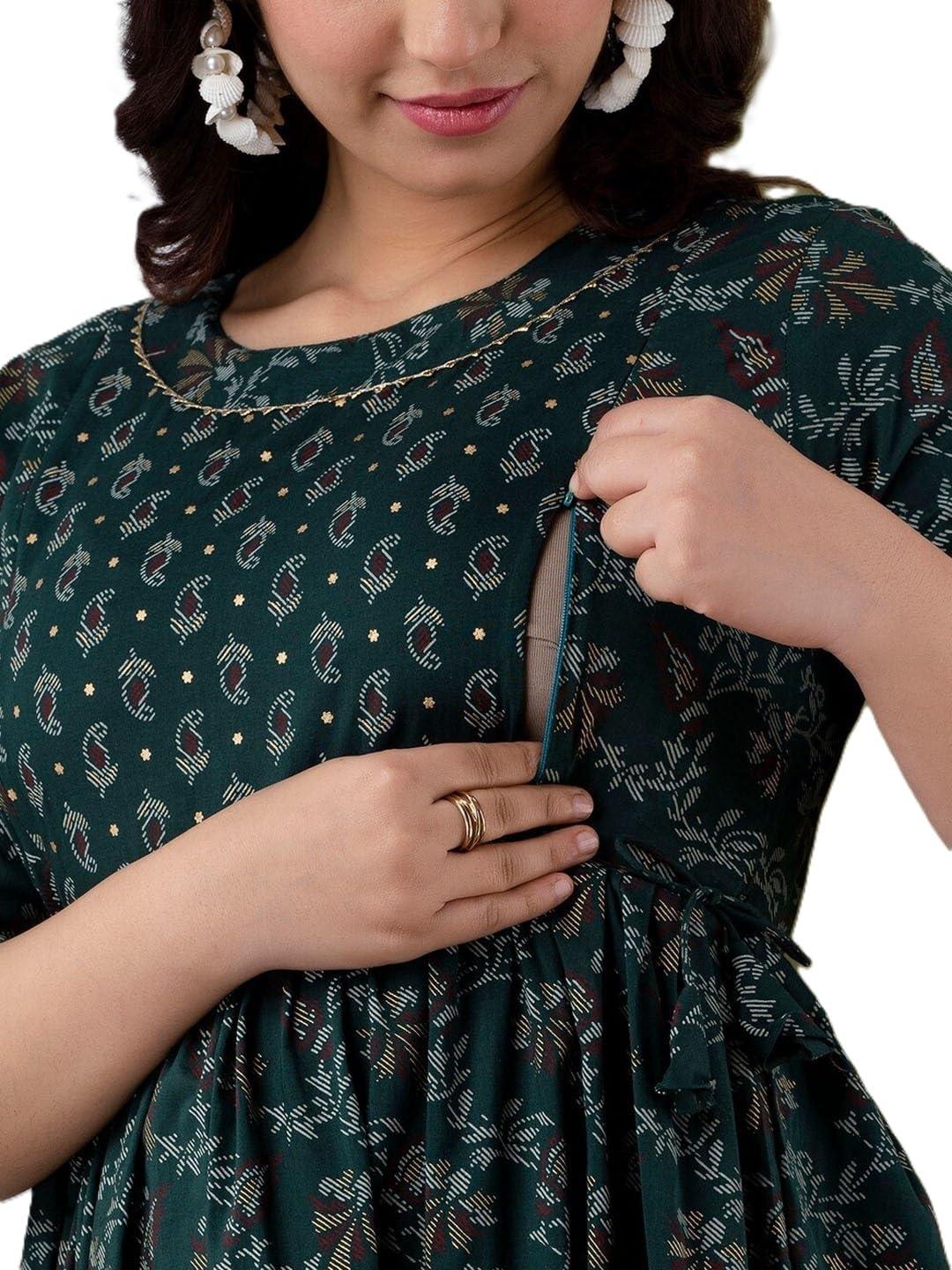 RISHAB Creation Maternity Kurta | Nursing Kurti | Feeding Kurti with Zipper | Baby Shower Dress | Office wear Maternity Kurta | Comfortable Maternity Dress-picture-59