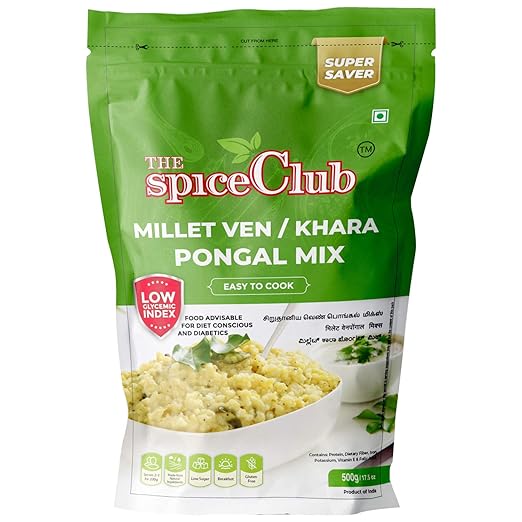The Spice Club Millet Ven / Khara Pongal Mix 500g (100 % Natural, Low GI, Gluten Free & Diabetics Friendly Food) No Rice Formula