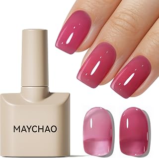 15ML Jelly Plum Gel Nail Polish 1Pc Transparent Plum Gel Polish Soak Off UV LED Translucent Nail Varnish Neutral Color for Nail Art Starter Manicure Salon DIY at Home, 0.5 OZ