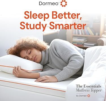 Dormeo The Essentials Dorm Mattress Topper for College, 2 Cooling OctacellTM Airflow Comfortable Foam Dorm Bed Topper, Lightweight with Non-Slip Base, Perfect for College Student Bedding