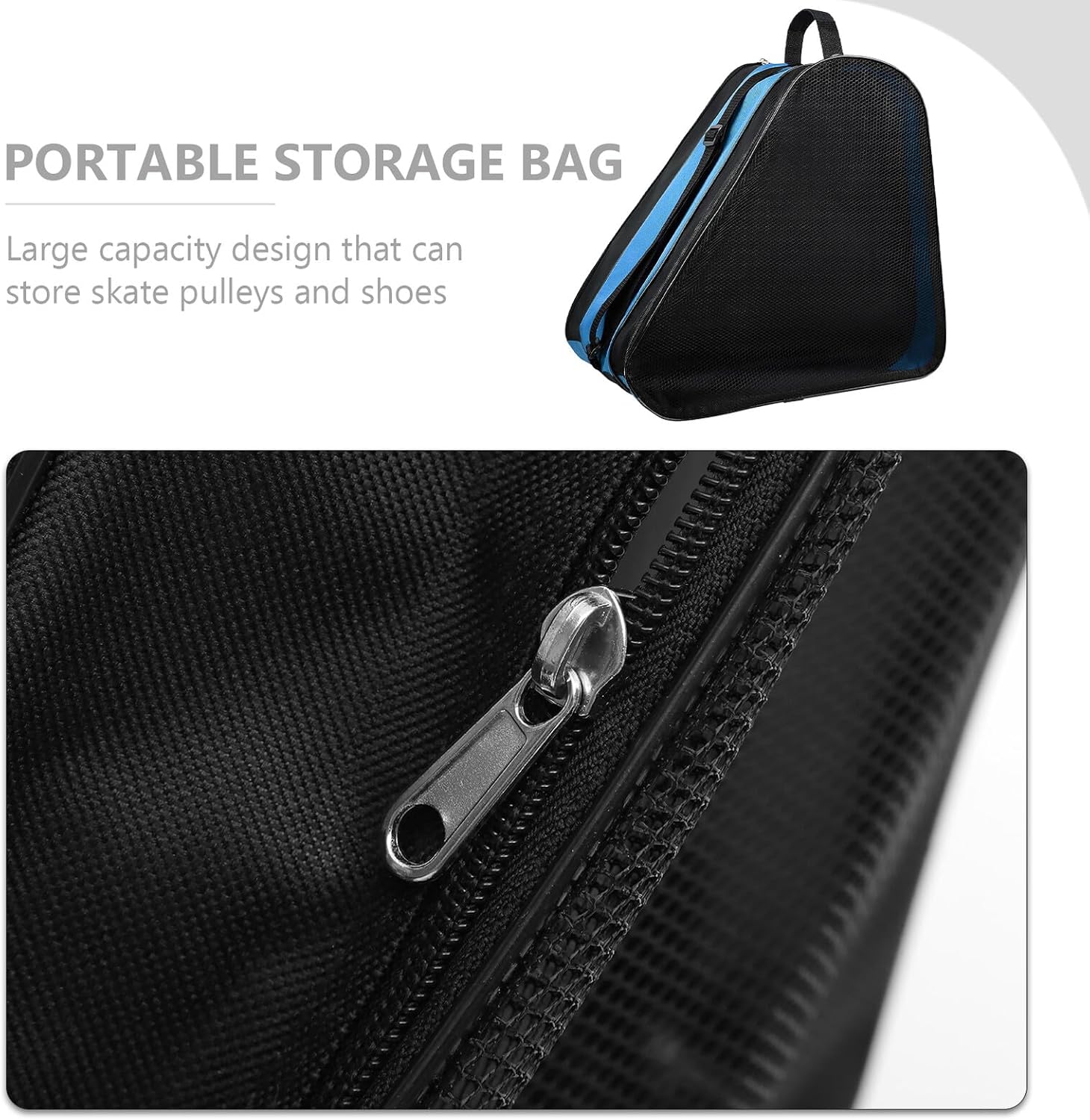 FRCOLOR Roller Skates Storage Pouch 2pcs Wear-resistant Thickened Skate Shoe Bag with Shoulder Strap Blue and Black for Adult Inline Ice Skating Gear