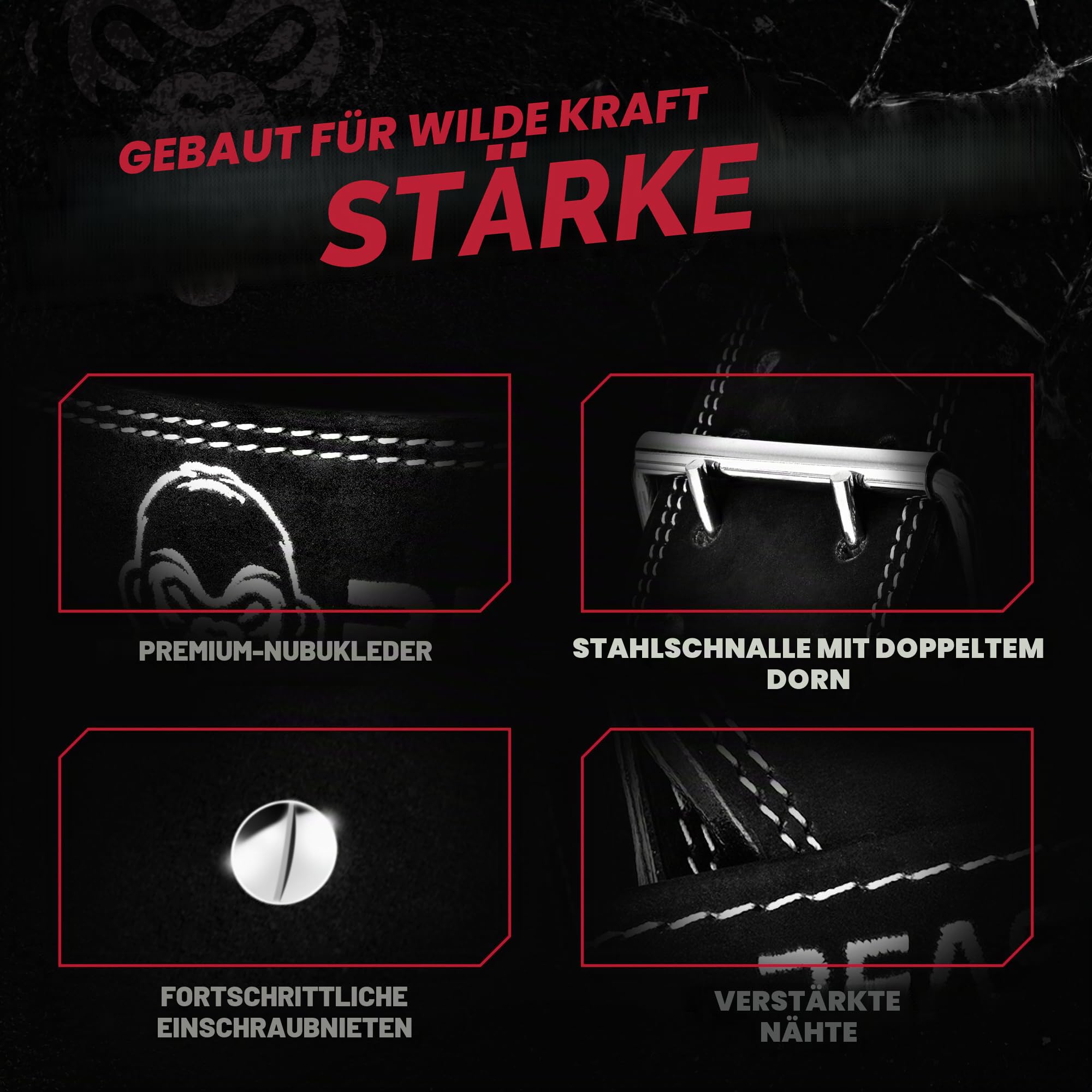 Beast Gear Gewichthebergürtel - Leder 10mm Gepolstert Gym Gürtel Herren, Trainingsgürtel für Klimmzug Gürtel, für Gewichtheben, Krafttraining Zubehör für Damen und Herren