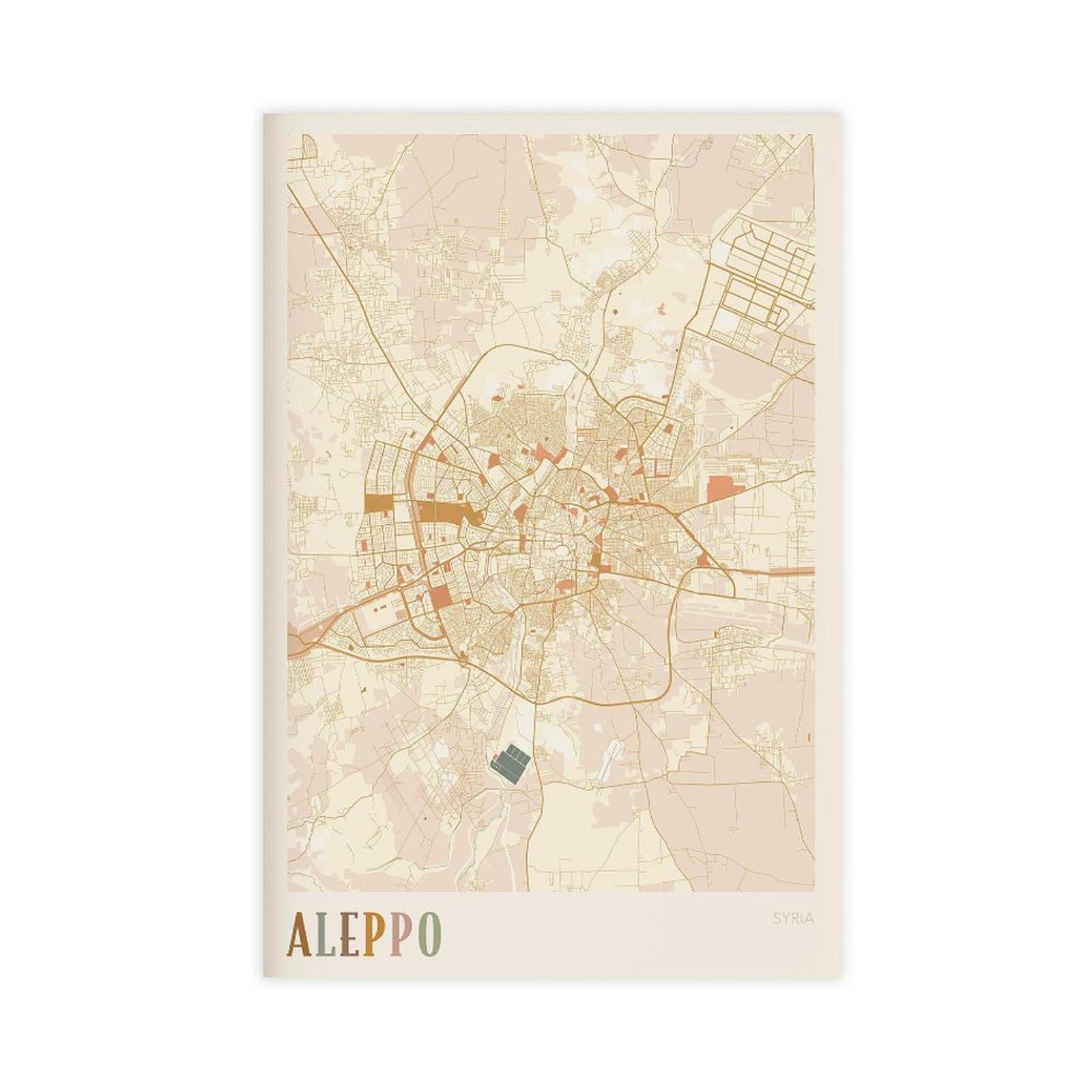 HEYANM Aleppo Map Poster Aleppo Print Poster Wall Art Syria Travel Gift Boho Wall Art Canvas Poster Bedroom Office Room Decor Gift Unframe 20x30inch