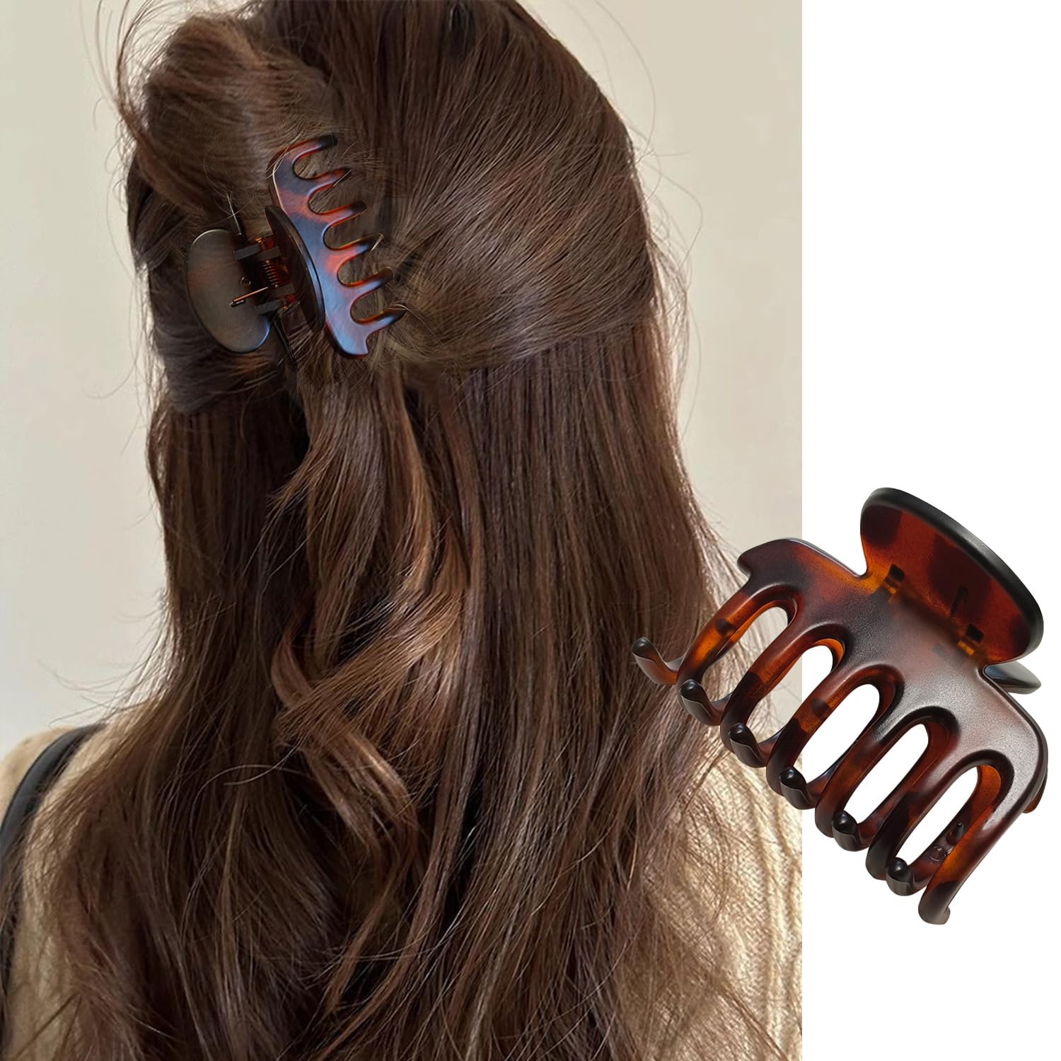 2.7 Inch Hair Claw Clips No Slip Matte Black & Leopard Unbreakable Claw Clips for Momen Thin and Medium Thick Hair, 3 Pack - Image 8