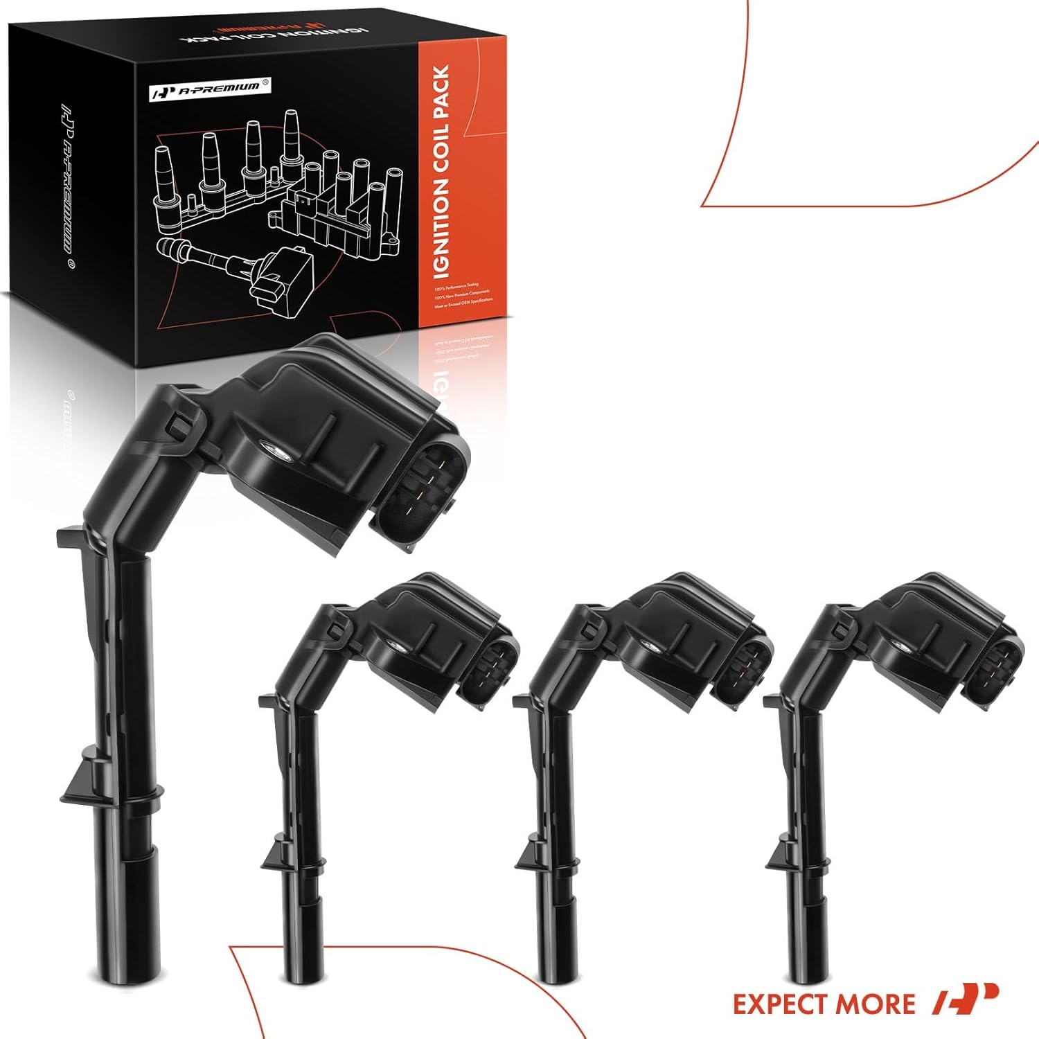 A-Premium Ignition Coil Packs of 4 L4 2.0L Compatible with Infiniti Q50, Q60 & Mercedes-Benz C300 C350E CLA250, E300, GLA250 GLC300, SLC300 SLK300, Metris & More