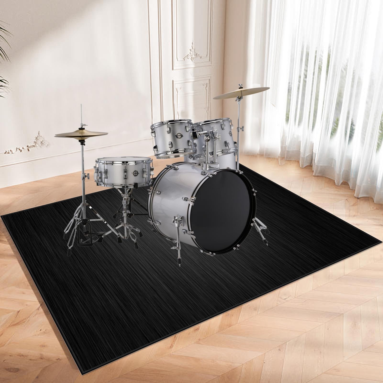Tappetino per Batteria e Percussioni Tappeto a Tamburo Insonorizzato Tappeto per Batteria 160 x 140 cm Tappeti Rettangolari Antiscivolo per Batteria Elettroniche Rullante Acustica Grancassa