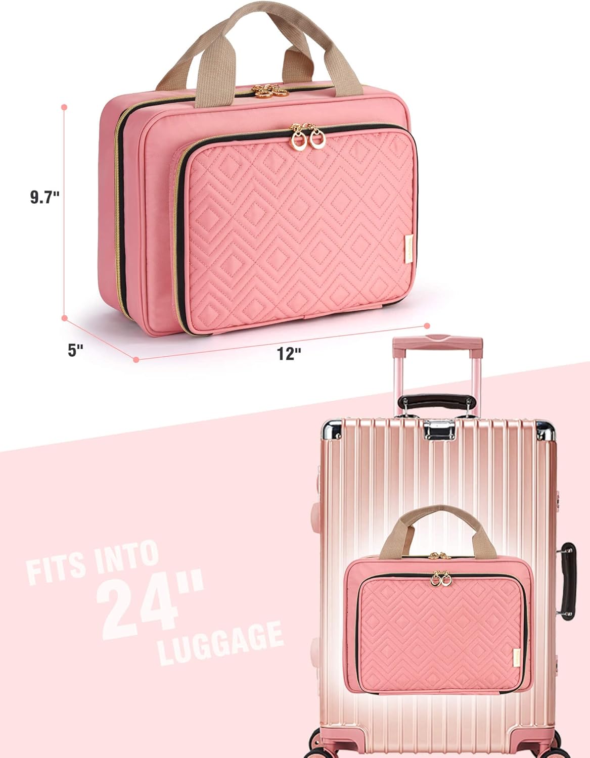 Heouvo Travel Pill Bottle Orgainzer Bag with Portable Small Pouch, Lockable Medicine Organizers and Storage Bag for Pills/ Vitamins/ Fish Oil/ Medical Supplies, Empty First Aid Bag (Pink) : Health & Household