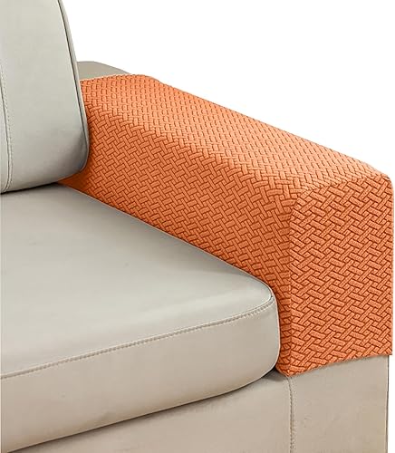 Miniatura 18 de Juego de 2 fundas elásticas de poliéster para reposabrazos de sofá reclinable, fundas protectoras con pasadores giratorios (gris, M)