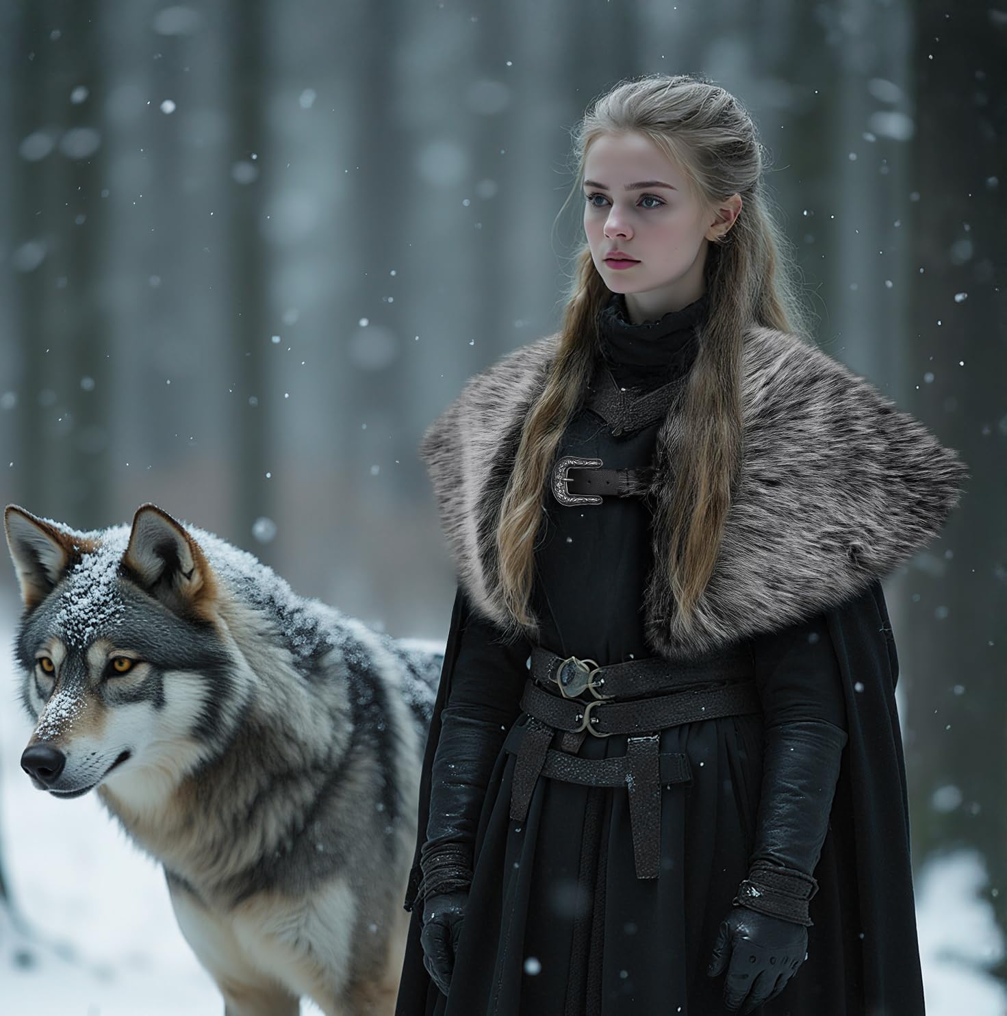 Viking Fur Shawl Collar Medieval Faux Fur Mantle Shoulder Wrap for Women Viking Costume Accessory - Image 4