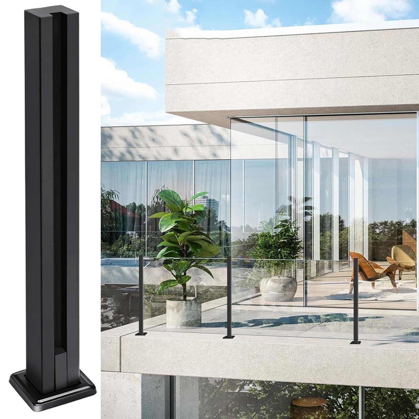 Poteaux de garde-corps en acier inoxydable pour verre 10-12 mm de terrasse