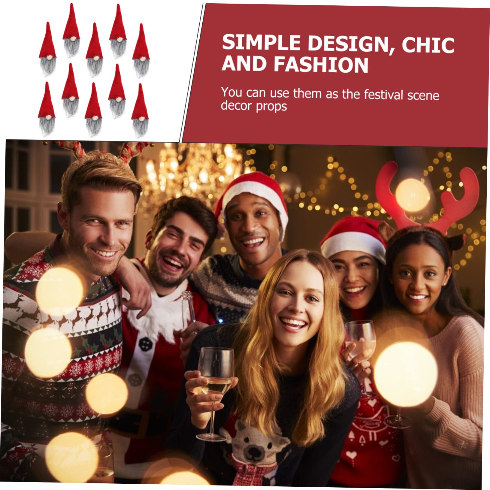 Ipetboom Lot de 10 Housses de Bouteilles de Vin Rouge en Tissu Non Tissé, Décoration Créative et Compacte pour Scène de Festival de Noël Poupée sans Visage