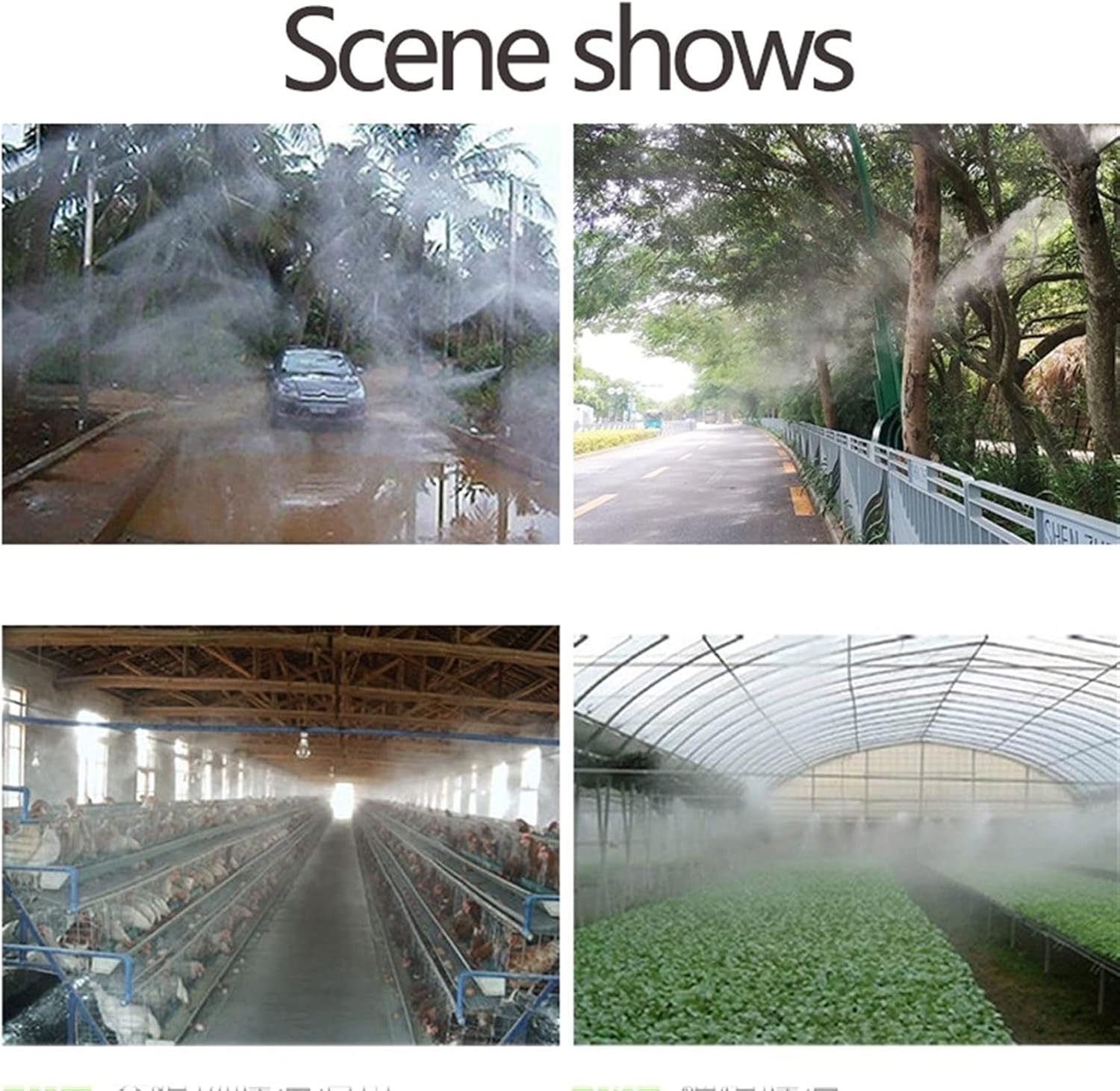 Set of 10 Misting Nozzles Kit High Pressure for Cooling System with 3/8" Slip-Lock Misting Nozzle Tees, 3/16" Threaded Mister Nozzles Stainless Steel Fogging Spray Head Atomizing Misting Sprayer