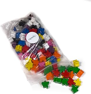 Spieltz 60 figuras pequeñas de madera para juegos de mesa, 16 x 16 x 10 mm, fabricadas en Alemania (10 colores: amarillo, rojo, azul, verde, naranja, morado, rosa, gris, negro, blanco, 60 unidades)