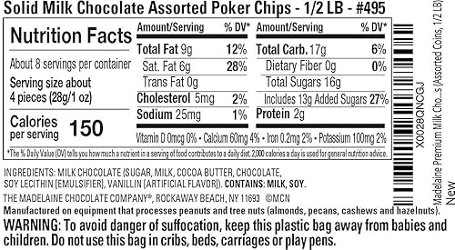 Miniatura 3 de Madelaine - Chips de póquer de casino de chocolate con leche prémium (monedas surtidas, 12 libra)