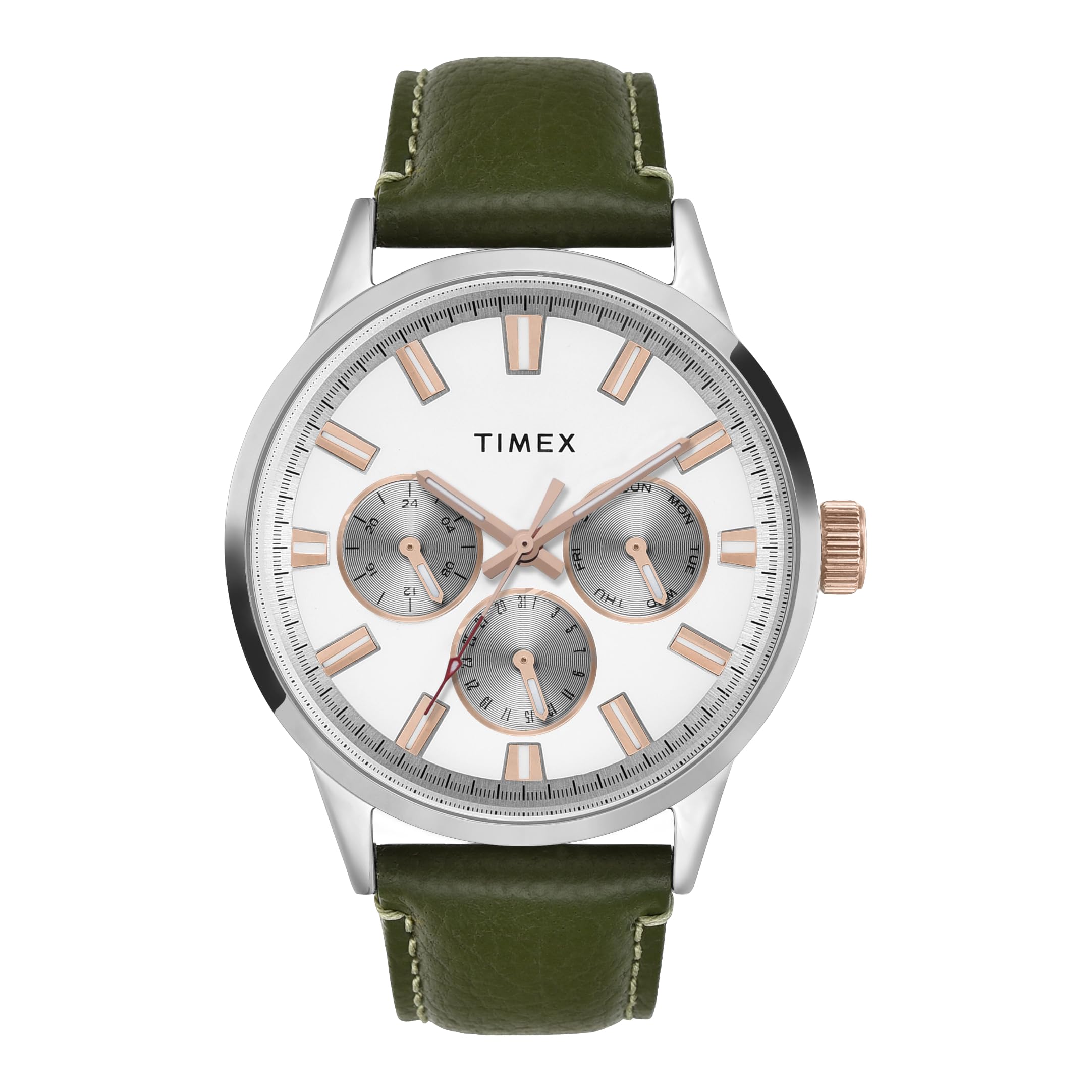 TIMEX Leather Men White Round Multifunction Dial Analog Watch- Tweg19926, Green Band (B0CQRQX5PV) Amazon Price History, Amazon Price Tracker