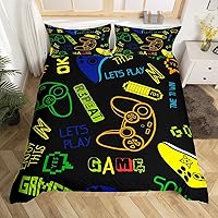 Vista 32 de Erosebridal - Conjunto de ropa de cama tamaño individual, de 2 piezas, 1 funda para edredón decorativa negra con estampado moderno de control