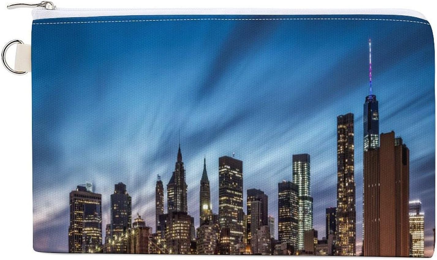 New York City Scenery Coin Purse Portable Canvas Coin Pouch with Zipper Mini Coin Pocket Pouch Change Holder Slim Cash Change Wallet Lightweight Cute Coin Bag for Men Women
