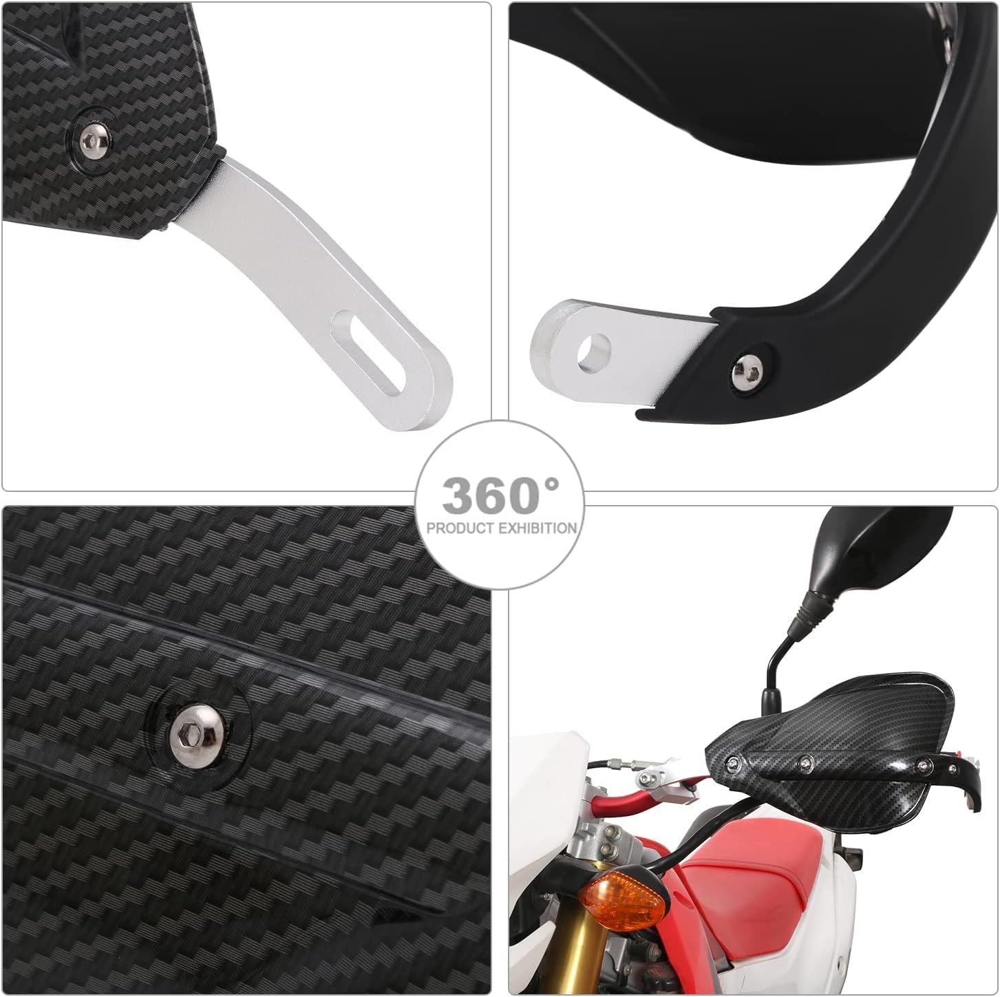 JFG RACING Dirt Bike Handguards,Imitation Carbon Fiber Universal Motorcycle Handguards Hand Guards for 7/8'' and 1 1/8'' Brush Bar ATV Pit off Road Motocross Enduro MX