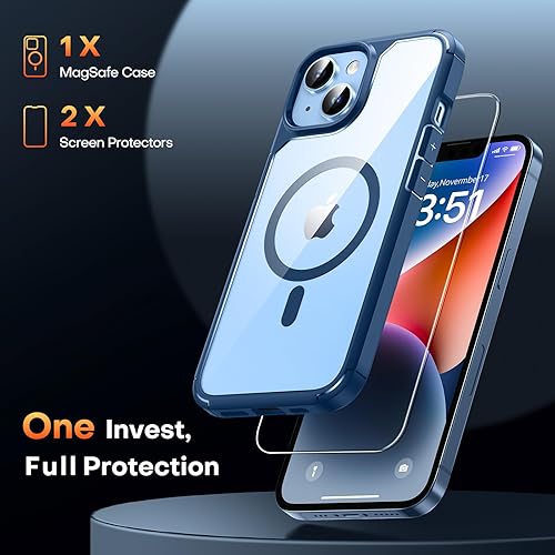 Miniatura 555 de TAURI Funda 3 en 1 para iPhone 13 Pro, [no amarilla] con 2 protectores de pantalla, funda delgada a prueba de golpes para iPhone 13 Pro, color negro