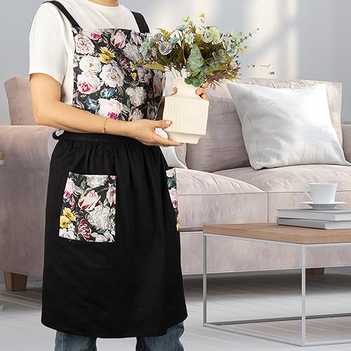 Miniatura 84 de NEOVIVA Delantales de cocina para mujer con bolsillos, delantales de cocina para mujer, delantal vintage para hornear jardinería, regalos de Navidad