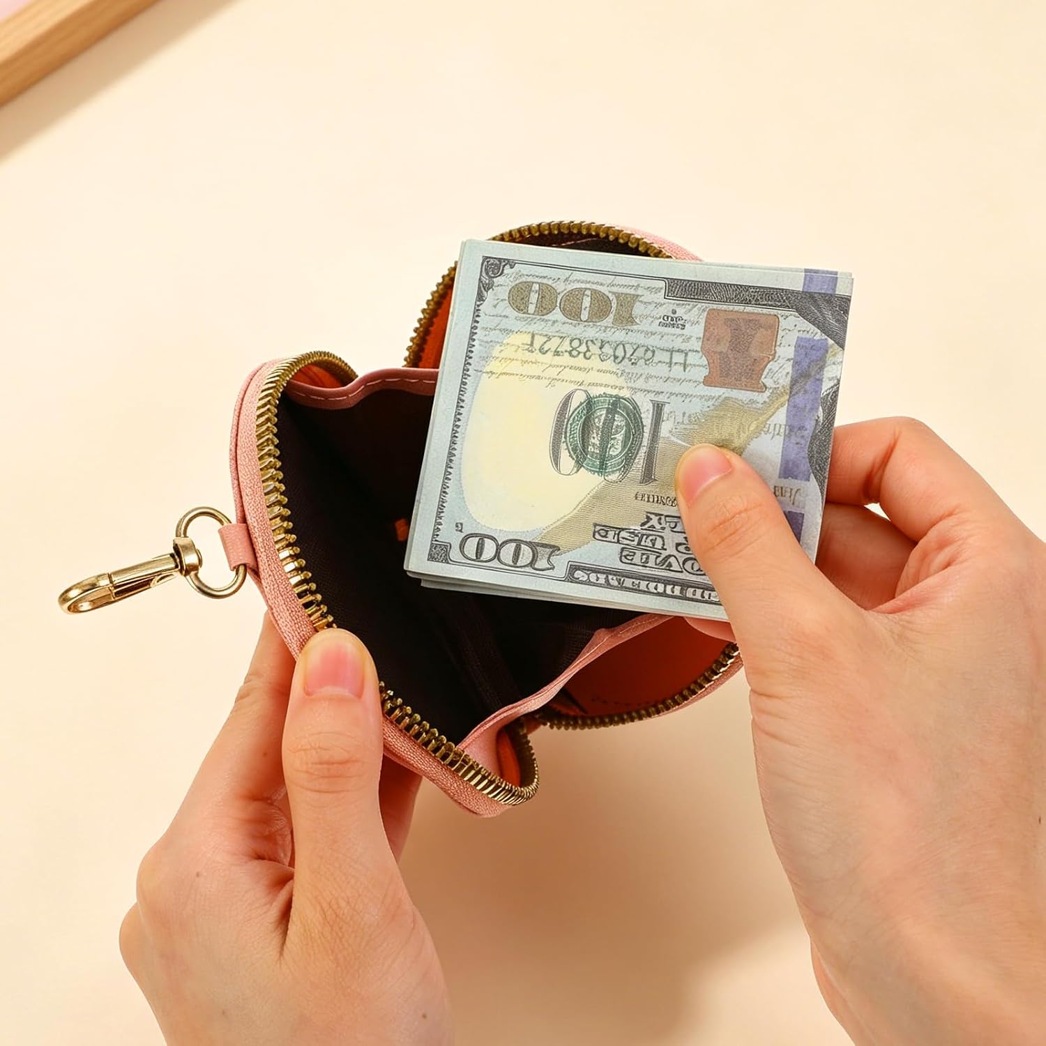 2pcs Coin Purse for Women, PU Leather Change Purse, Round Zipper Coin Pouch, Pocket-Sized Solid Color Mini Pouch, Pink & Black for Holding Keys Cash Coins Cards