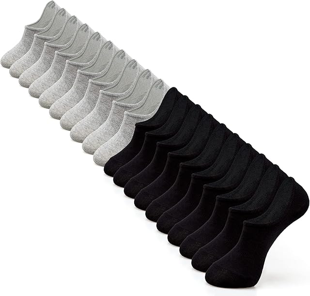 IDEGG No Show Socks Women 10 Pairs Low Cut Anti-Slid Invisible Cotton Trainer Athletic Casual Socks