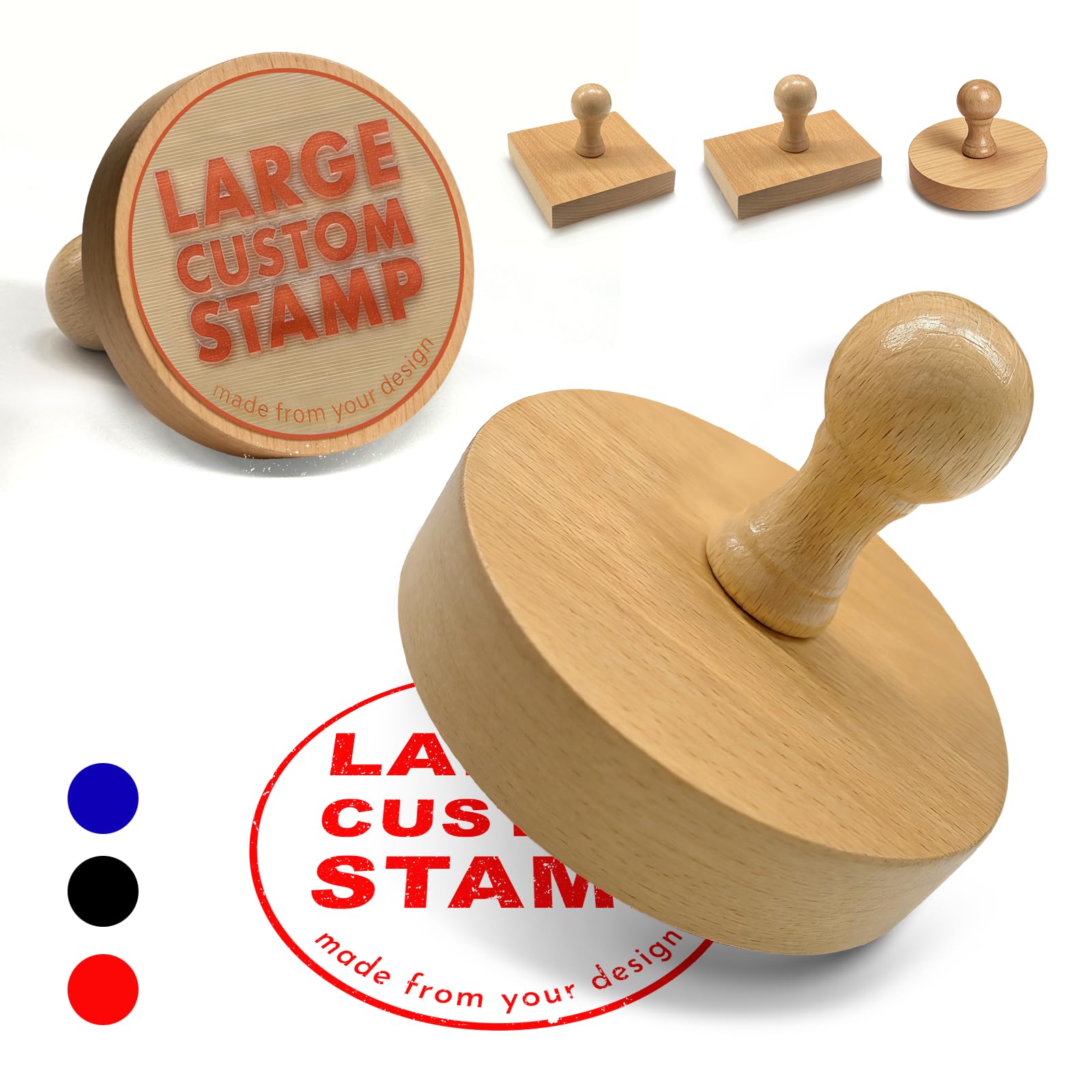 Custom Logo Stamp Personalised Wood Rubber Stamp with Logo/Address/Name/Text-Upload Your Own Image Stamp for Business Artwork