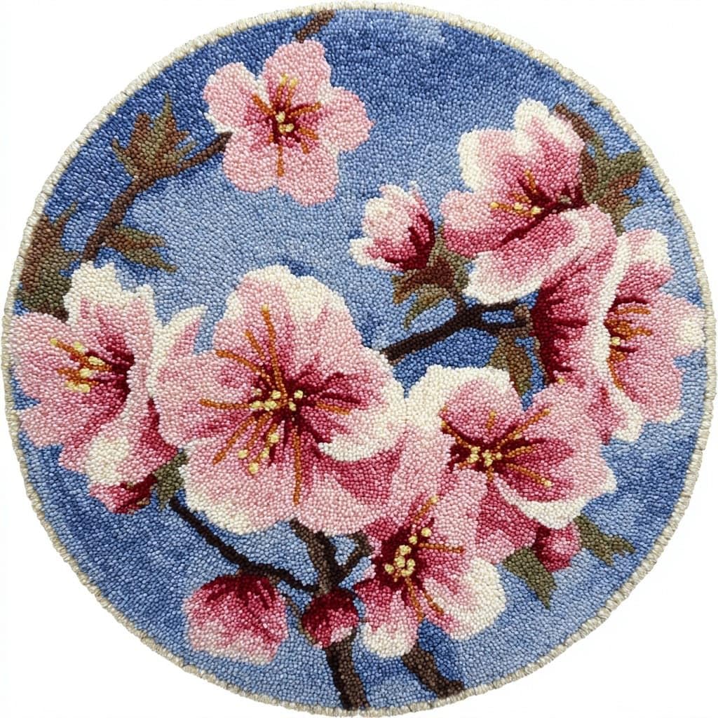 Ambattery Latch Hook Rug Kits-E Round Diy Latch Hook Rug Kits,Peony Flowers