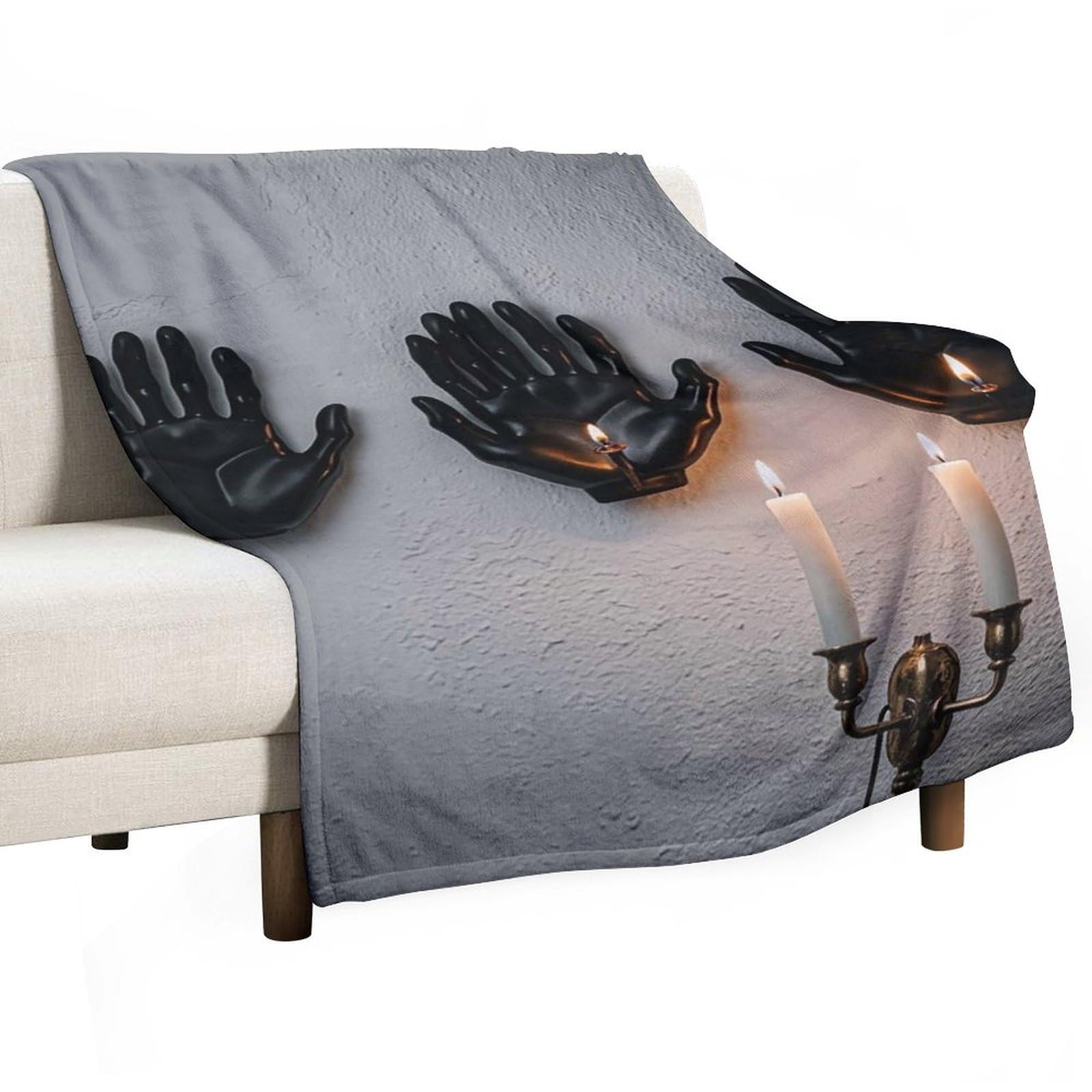 Couverture en flanelle mains effrayantes 101x152 cm pour lit et canapé