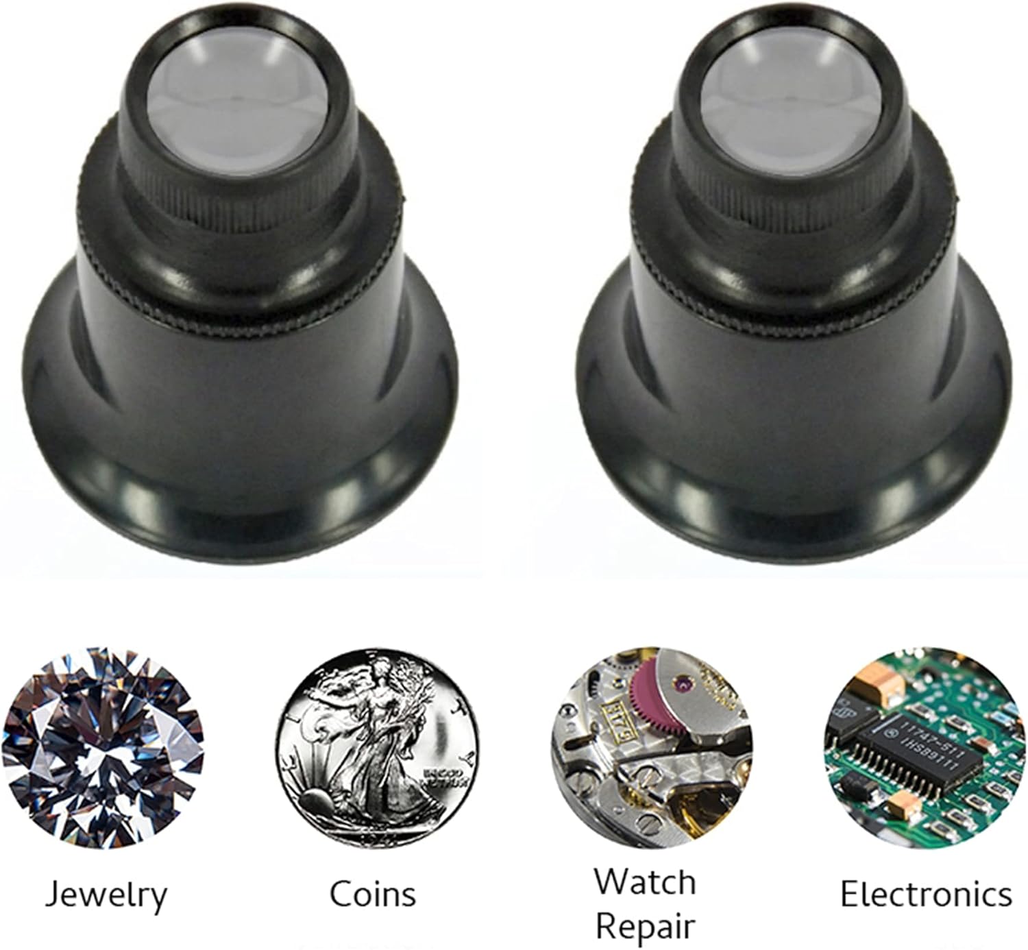 [2 Pack] 20X Jewelers Loupe Magnifier, Jewelry Eye Loop, Jeweler Magnifying Glass Monocular for Watch Repair, Diamonds, Coins, Plants, Gems, Stamps, Watches, etc : Arts, Crafts & Sewing