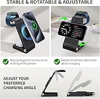 Vista 5 de Estación de carga rápida inalámbrica Mag-Safe 2026, cargador magnético 3 en 1 con luz para iPhone 17 16 15 14 13 12 Pro Max Plus, Apple Watch Series
