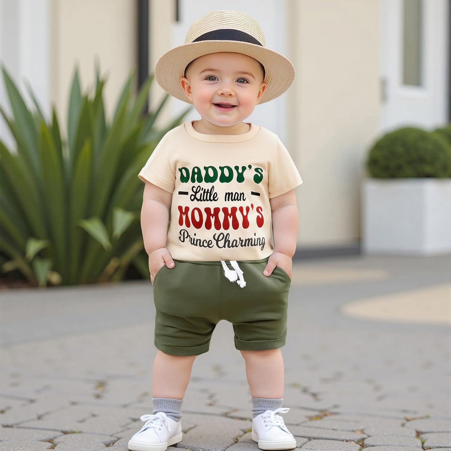 Tsultryofs Toddler Baby Boy Summer Clothes Letter Graphic Print Short Sleeve T-Shirt Tops and Shorts 6 12 18 24M 2 3T Set - Image 2