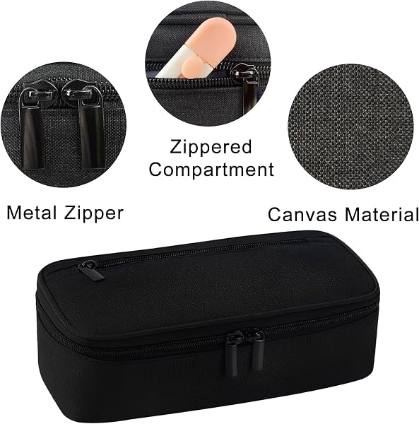CNMTCCO Federmäppchen 5 Fächer, großer Vorrat federmäppchen große Größe mäppchen teenagerfeder mäppchen Unisex (Schwarz) - 4