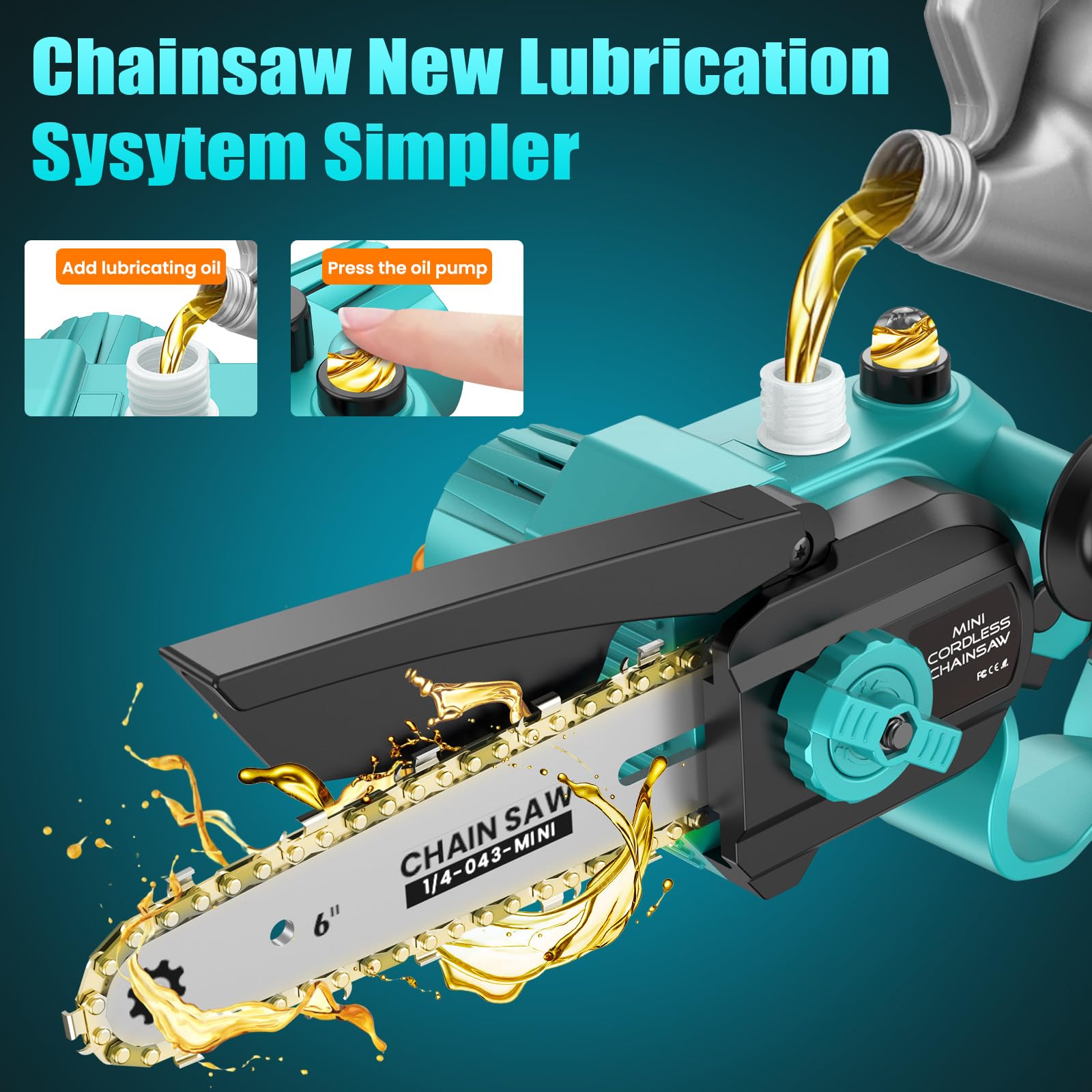 Motosega a Batteria,con 8000mAh Batteria 1000W alimentata a batteria, di piccole dimensioni, con 2 batterie da 4000 mAh e caricabatterie da 21 V per potatura di rami