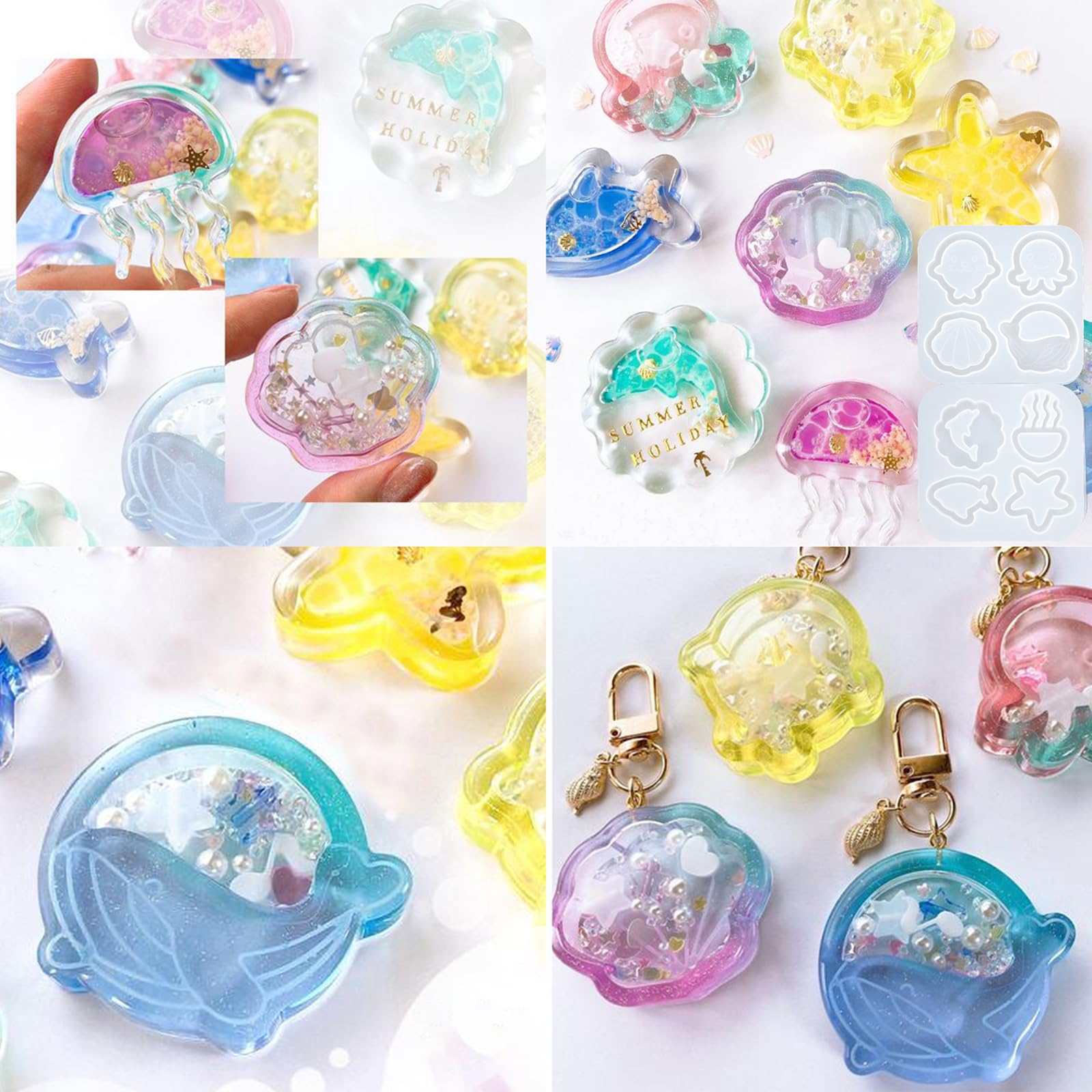 Amazon.com: Resin Shaker Molds Set Sea Animals Keychain Charms