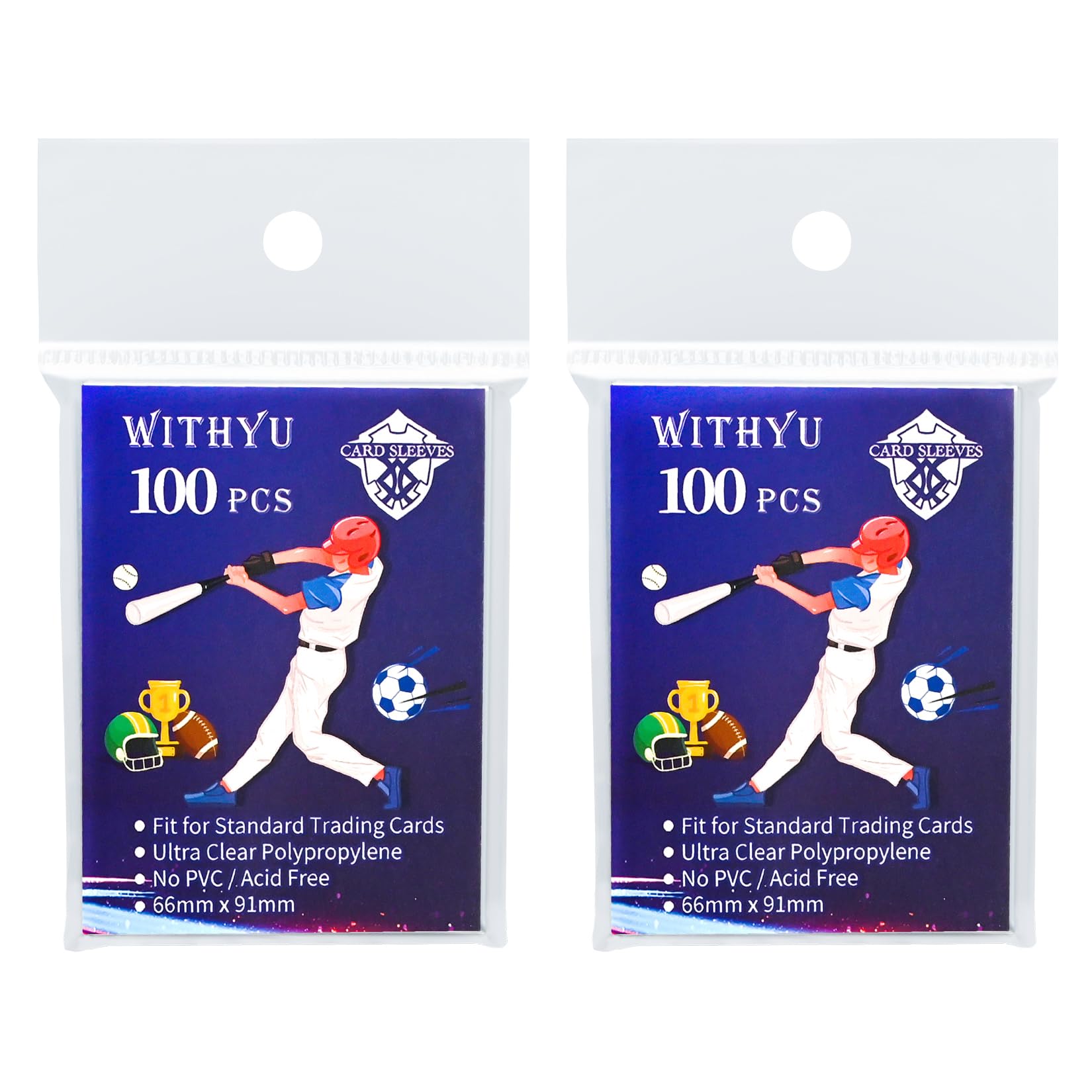 200 Pcs Soft Trading Card Sleeves, Top Loading Penny Card Sleeves for Standard Cards 2.5" X 3.5"Ultra-Clear Card Protector for Game Cards, Football,Sports Cards,Mini Photos