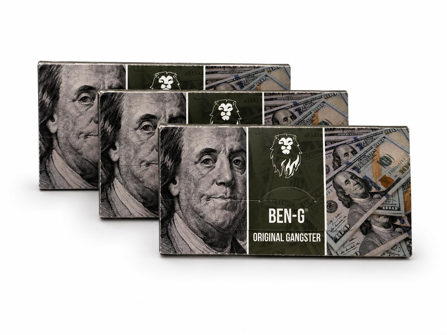 Original Gangster Ben-G Rolling Paper Pack of 3 (45 leaves + 45 filter tips) | Dollar Style Pre-Rolled Cones - King Size | Premium Wood Pulp Papers | Slow-Burning | Hand-Crafted in India-image-6