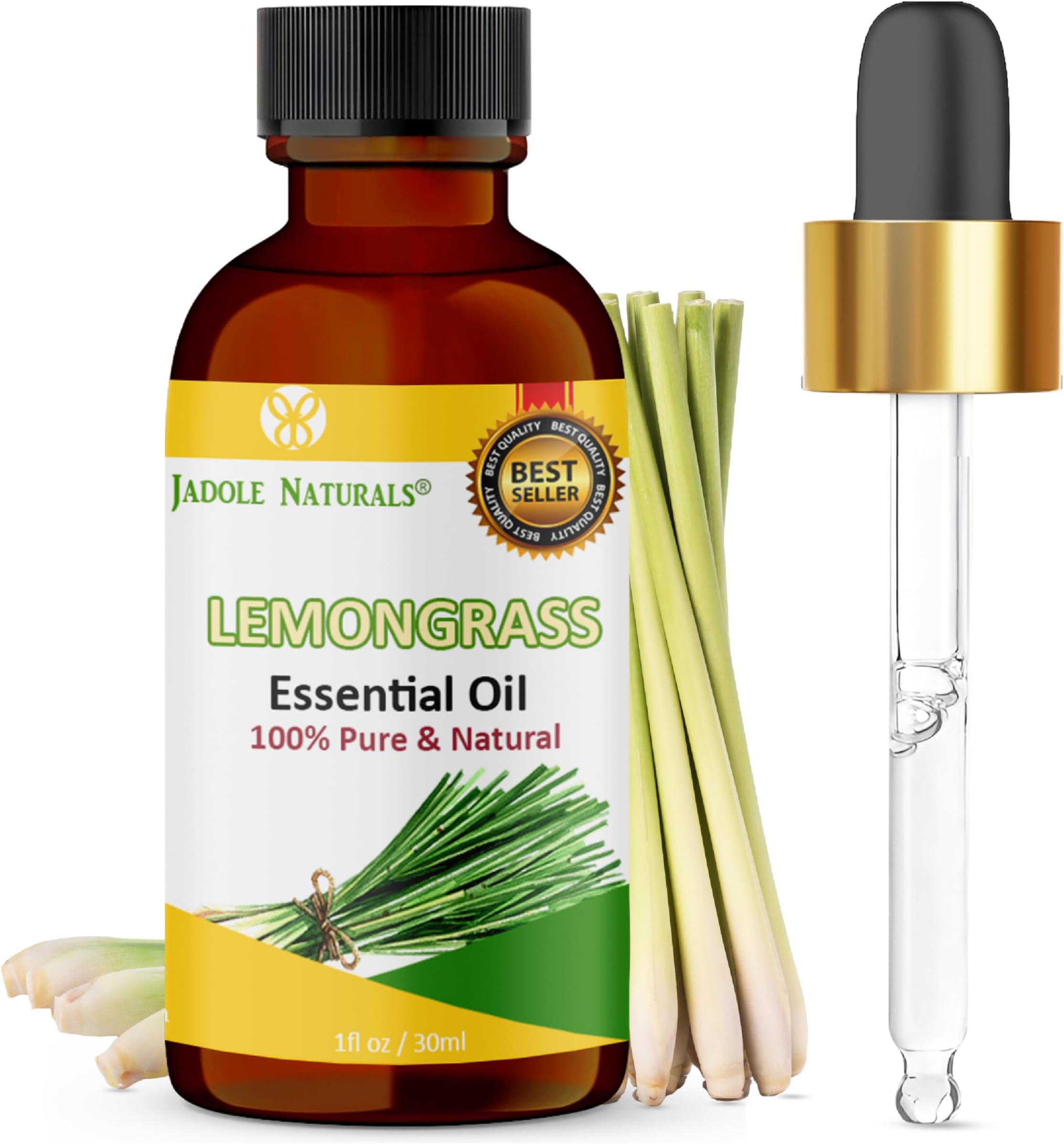 Jadole Naturals Organic Lemongrass Essential Oil 100% Pure For Humidifier Diffuser and Aromatherapy 30ml