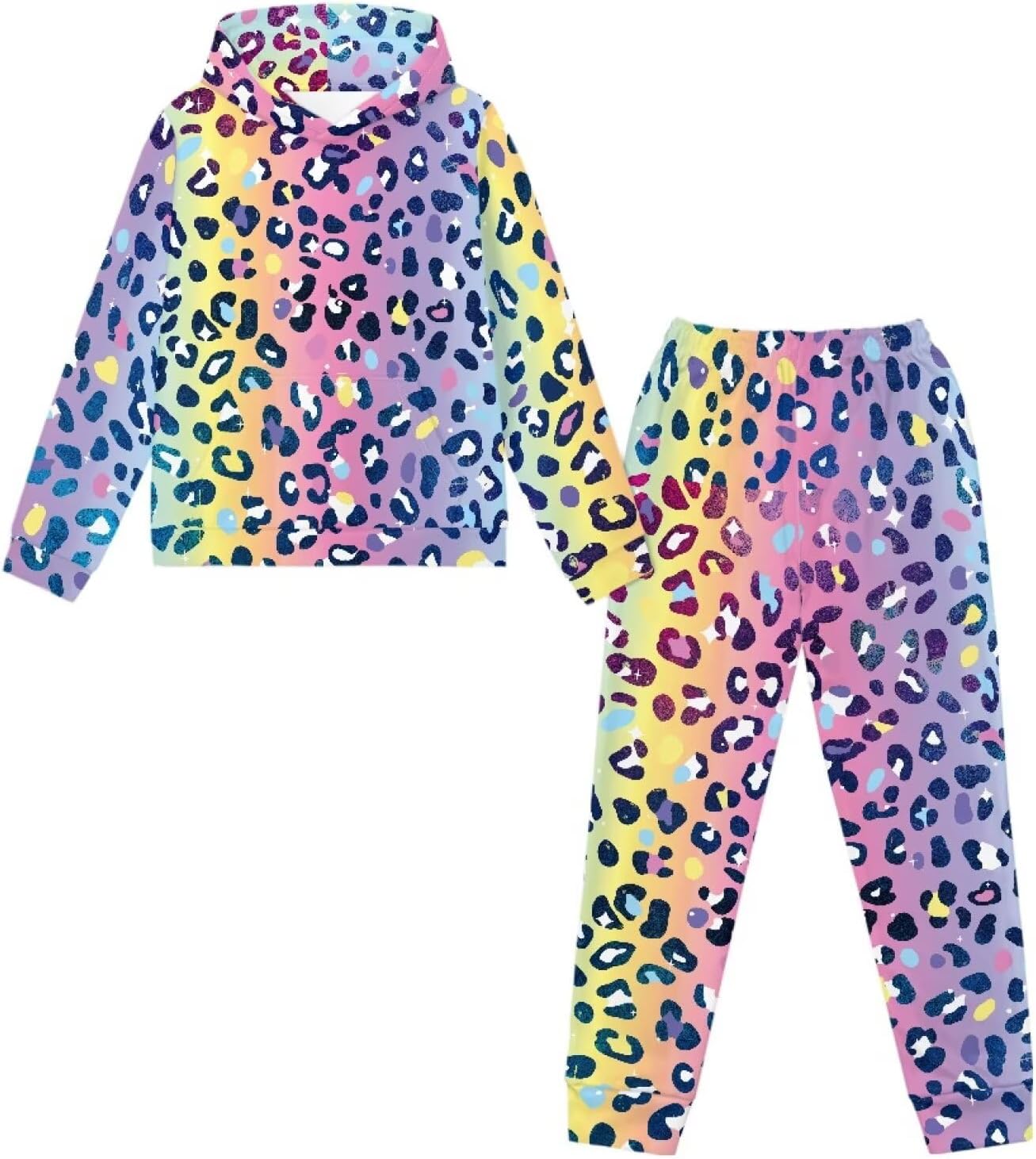 Pensura Girls Boys Long Sleeve Hooded Pullover Oversized Hoodie Sweatshirt + Cargo Jogger Pants 2pcs