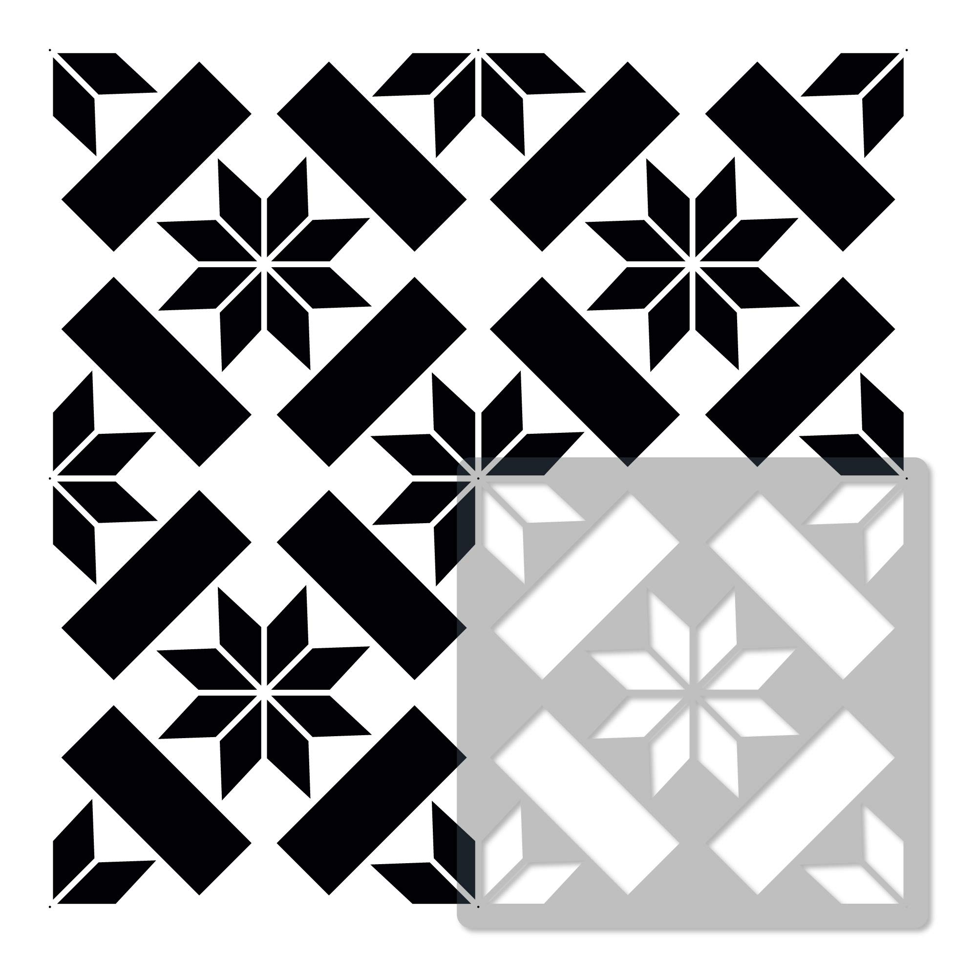 NakleoTile Painting Stencil 30x30 cm, Errada Geometric Star Rectangle, Plastic Reusable Template, Home Decor Craft DIY, Floor Concrete Patio Wall - Terracotta