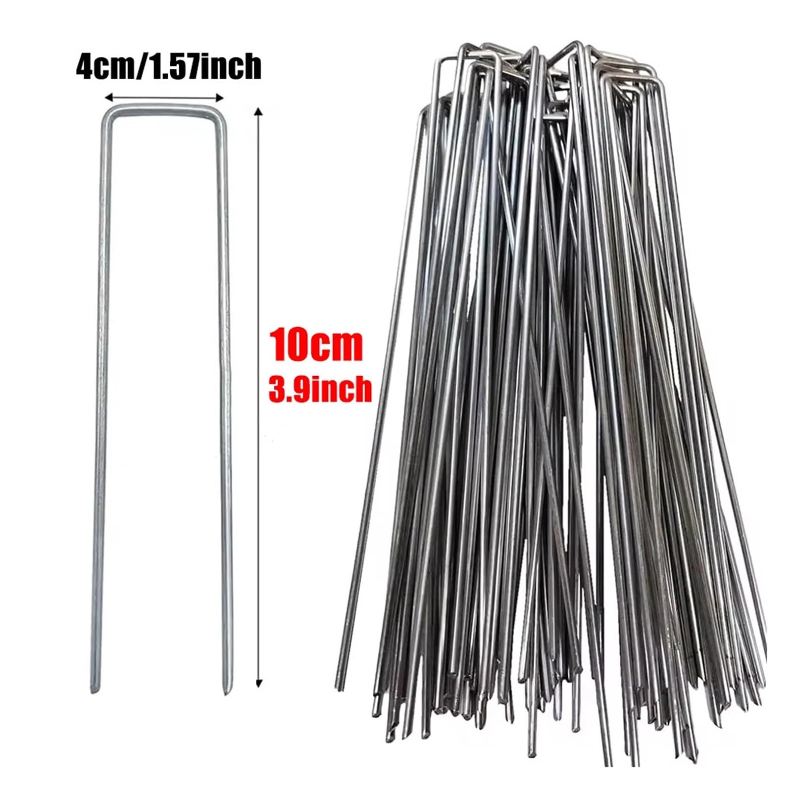 Picchetti da Giardino a Forma di U, picchetti for Tubi Recinzione Resistenti, for zolle, picchetto zincato for sostenere i Prati, chiodo Terra for barriera per Giardini(10cm)