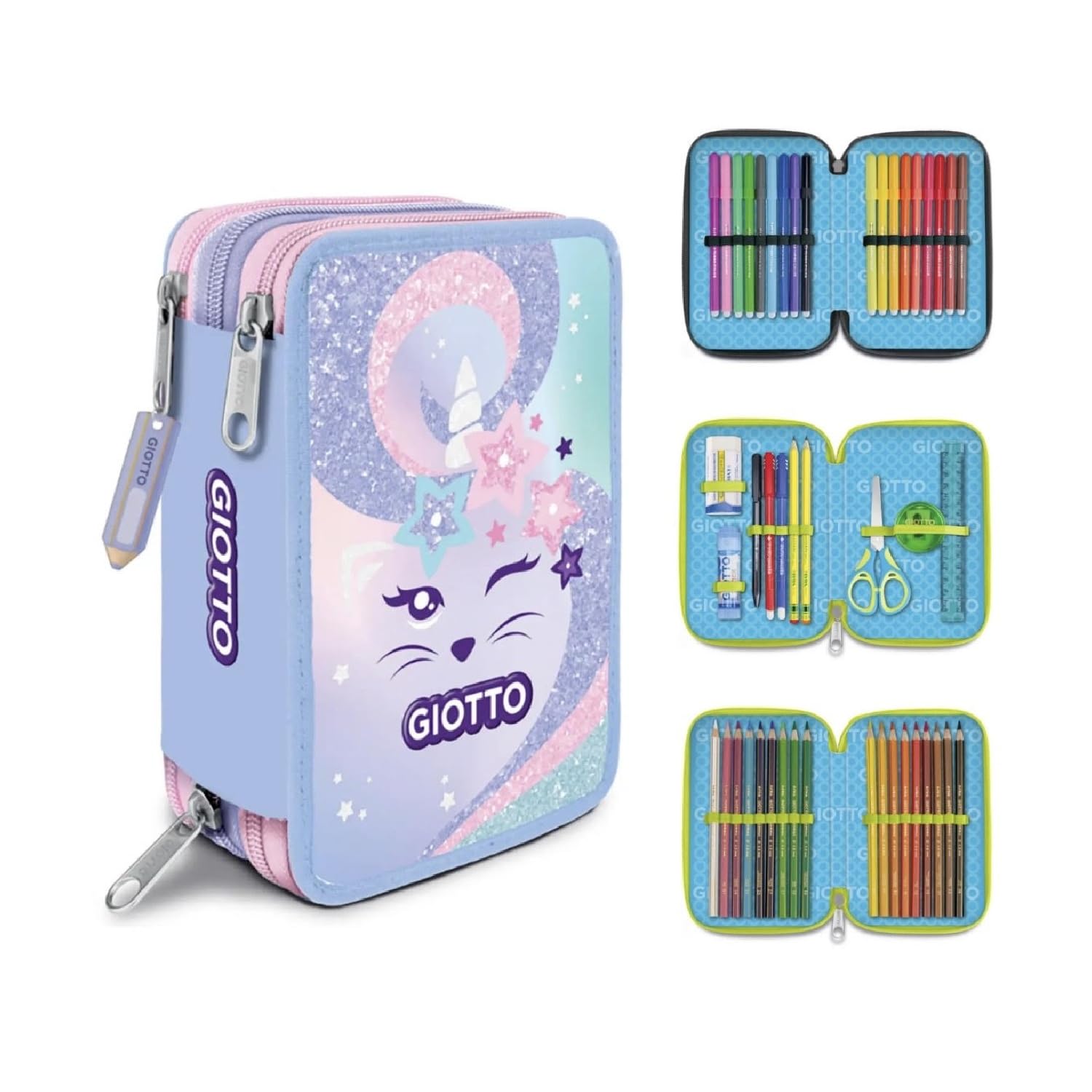 Giotto Catty Candy Astuccio 3 Zip Sweet Cat, Astuccio Scuola