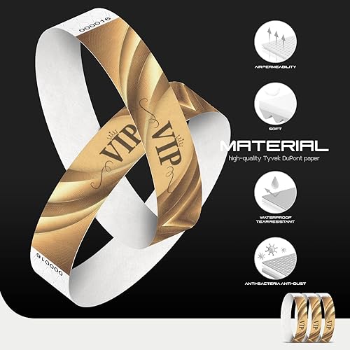 Miniatura 4 de Pulseras VIP  Pulseras Tyvek para eventos  Pulseras de papel de 34 pulgadas, paquete de 250 unidades para fiestas, conciertos, clubes de bares,
